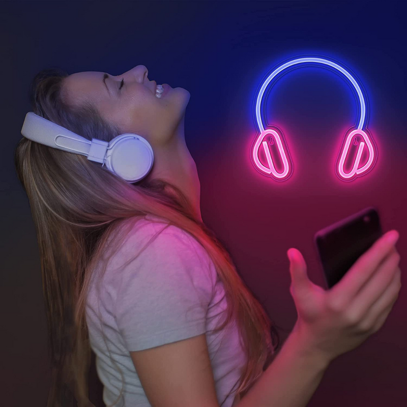Headphones Neon Sign